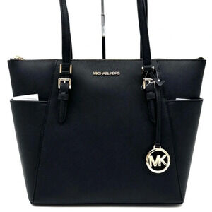 Michael Kors Large Charlotte Tote Bag
Luggage Leather Black/Gold